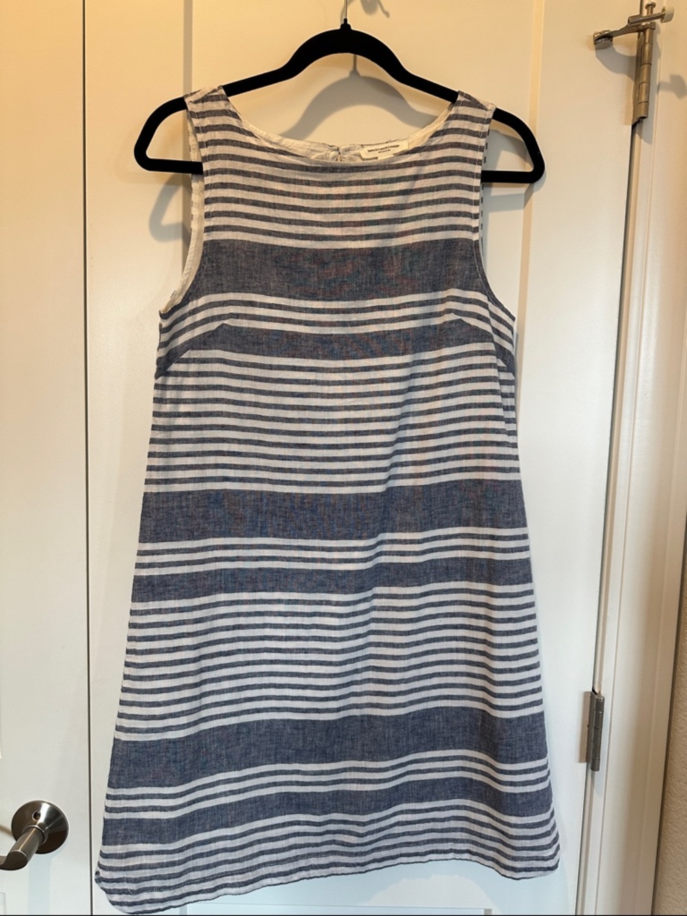 beachlunchlounge Linen & Cotton Striped Sleeveless Dress